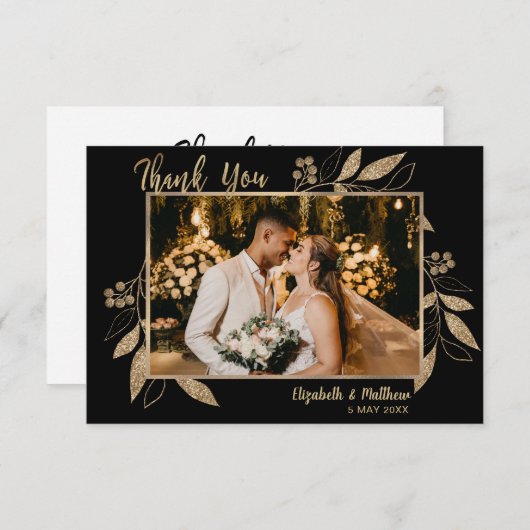 Elegant Script Gold Leaders Foto Hartelijk dank Bedankkaart (Voorkant / Achterkant)