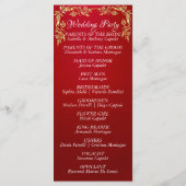 Elegant Script & Gold Leaves - Crimson Wedding Programmakaart (Achterkant)