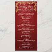 Elegant Script & Gold Leaves - Ruby Wedding Programmakaart (Achterkant)
