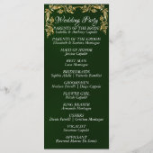 Elegant Script & Gold Leaves - Smaragdgroene bruil Programmakaart (Achterkant)