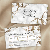 Elegant Script Gold Marble Beauty Salon Hair Spa Afsprakenkaartje