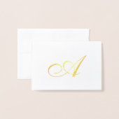 Elegant Script Gold Monogram Hartelijk dank Folie Kaarten (Voorkant met envelop)