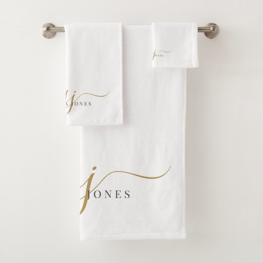 Elegant Script Gold Monogram Initialen Naam Bad Handdoek (Insitu)