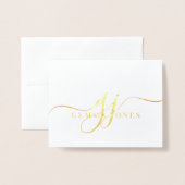 Elegant Script Gold Monogram Initialen Naam Folie Kaarten (Voorkant met envelop)