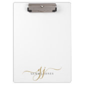 Elegant Script Gold Monogram Initialen Naam Klembord (Voorkant)