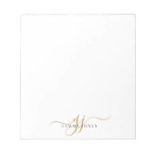 Elegant Script Gold Monogram Initialen Naam Notitieblok (Voorkant)