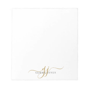Elegant Script Gold Monogram Initialen Naam Notitieblok
