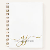Elegant Script Gold Monogram Initialen Naam Notitieboek (Voorkant)