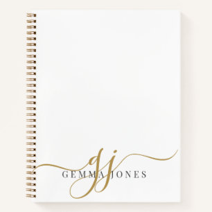 Elegant Script Gold Monogram Initialen Naam Notitieboek