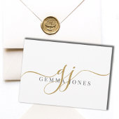 Elegant Script Gold Monogram Initialen Naam Notitiekaartje