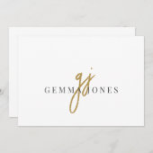 Elegant Script Gold Monogram Initialen Naam Notitiekaartje (Voorkant / Achterkant)