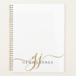 Elegant Script Gold Monogram Initialen Naam Planner<br><div class="desc">Elegant Script Gold Monogram Initialen Naam planner. Eenvoudige moderne minimalistische stijl.</div>