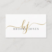 Elegant Script Gold Monogram Initialen Naam Visitekaartje (Voorkant)