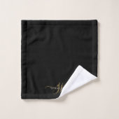 Elegant Script Gold Monogram Initialen Naam Zwart Bad Handdoek (Wasdoekje)
