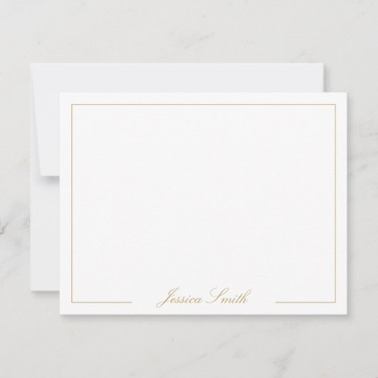 Elegant Script Gold Monogram Naam Rand Notitiekaartje (Voorkant)