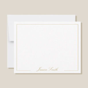 Elegant Script Gold Monogram Naam Rand Notitiekaartje
