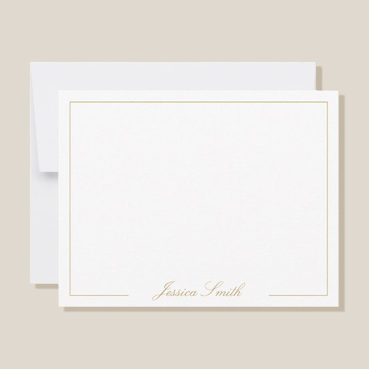 Elegant Script Gold Monogram Naam Rand Notitiekaartje