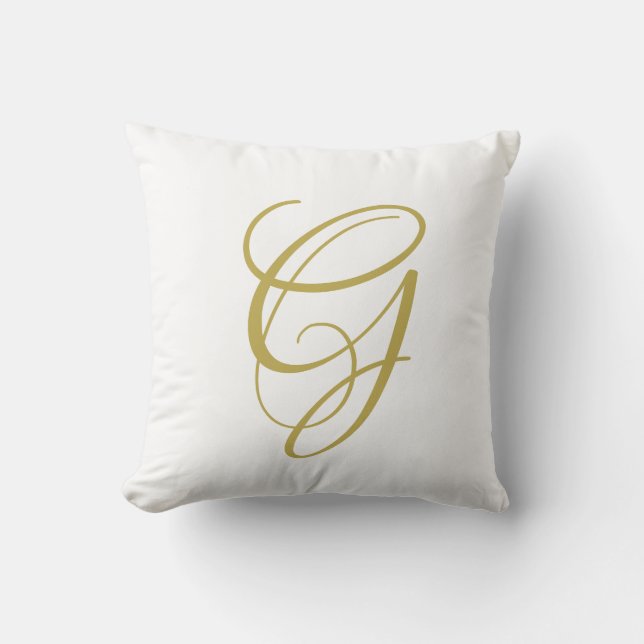 Elegant Script Gold Monogram Sierkussen (Voorkant)