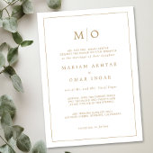 Elegant Script Gold Monogram Uitnodiging