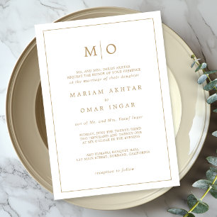 Elegant Script Gold Monogram Uitnodiging