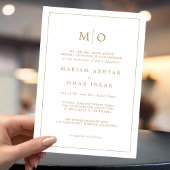 Elegant Script Gold Monogram Uitnodiging