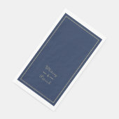 Elegant Script Gold Navy Blue Wedding minimalist Servet (Hoek)