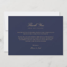 Elegant Script Gold & Navy Dankkaart