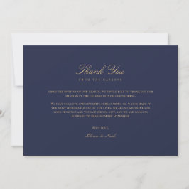 Elegant Script Gold & Navy Dankkaart Bedankkaart