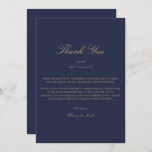 Elegant Script Gold & Navy Dankkaart Bedankkaart (Voorkant / Achterkant)