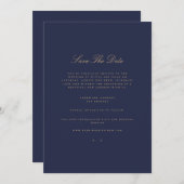 Elegant Script Gold & Navy Save The Date Kaart (Voorkant / Achterkant)