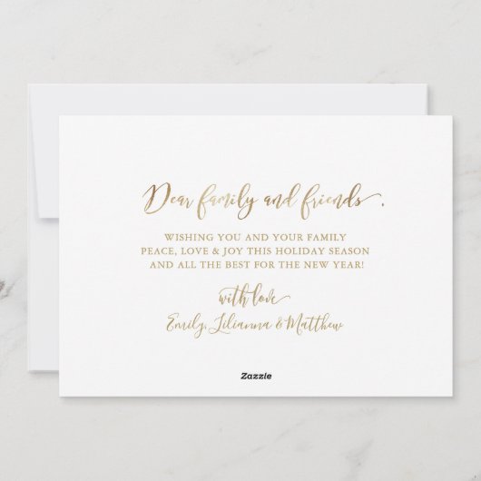 Elegant Script Gold Script Single Photo Christmas Feestdagenkaart (Achterkant)