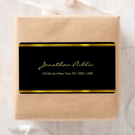 Elegant Script Gold Sjabloon Chic Verzendadres Etiket (Insitu)