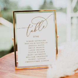 Elegant Script Gold Table Number Zittingblad Kaart