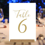 Elegant Script Gold Table Numbers Kaart<br><div class="desc">Deze elegante gouden en witte tafelnummers kunnen worden gepersonaliseerd in chique gouden belettering. Ontworpen door Thisnotme©</div>