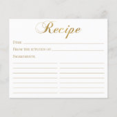 Elegant Script Gold Vrijgezellenfeest Recipe Kaart (Voorkant)