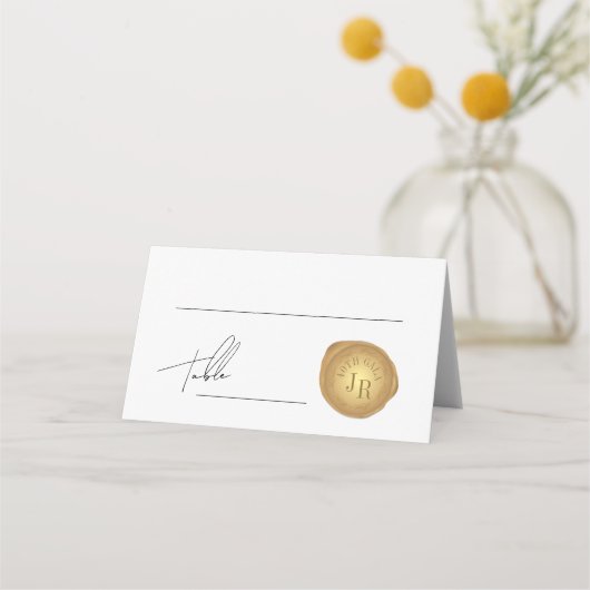 Elegant Script Gold Wax Stamp Event Table Number Plaatskaartje (Achterkant)