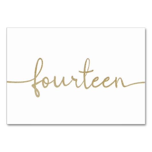 Elegant Script Gold Wedding 14/Veertien Kaart (Voorkant)