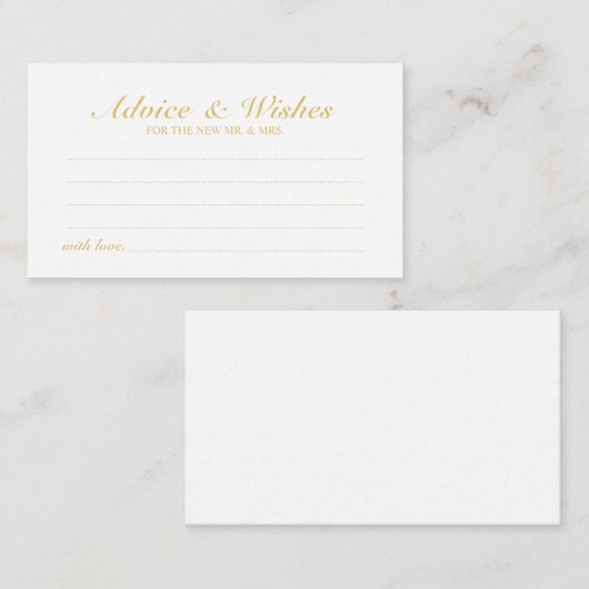 Elegant Script Gold Wedding Advice en wenst Kaart (Voorkant / Achterkant)