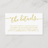 Elegant Script Gold Wedding Details Website Info Informatiekaartje (Voorkant)