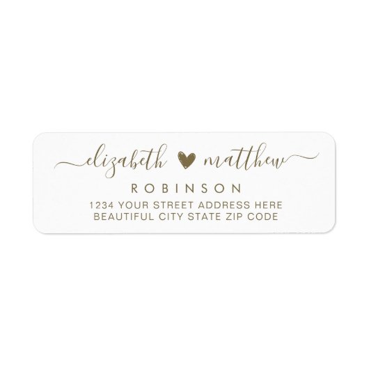 Elegant Script Gold Wedding Return Address Label (Voorkant)