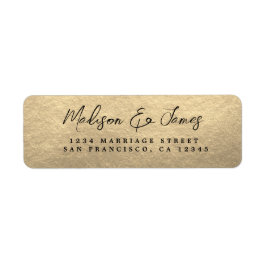 Elegant Script Gold Wedding Return-adres Etiket