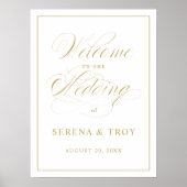 Elegant Script Gold Welcome Sign Weduwen Poster (Voorkant)