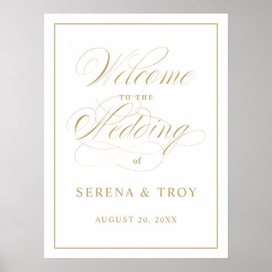Elegant Script Gold Welcome Sign Weduwen Poster (Voorkant)