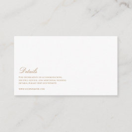 Elegant Script Gold & White bruiloft details Informatiekaartje
