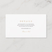 Elegant Script Gold & White bruiloft details Informatiekaartje (Voorkant)