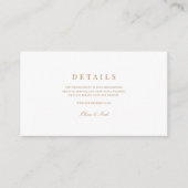 Elegant Script Gold & White bruiloft details Informatiekaartje (Voorkant)