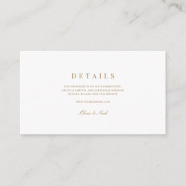 Elegant Script Gold & White bruiloft details Informatiekaartje