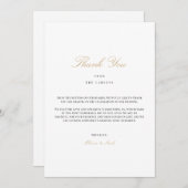 Elegant Script Gold & White Dankkaart Bedankkaart (Voorkant / Achterkant)