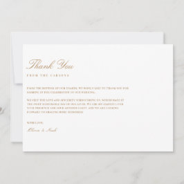 Elegant Script Gold & White Dankkaart Bedankkaart