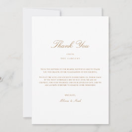 Elegant Script Gold & White Dankkaart Bedankkaart